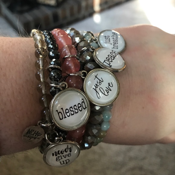 NLH Inspirational Cherry Quartz Stretch Charm Bracelet - Picture 11 of 11